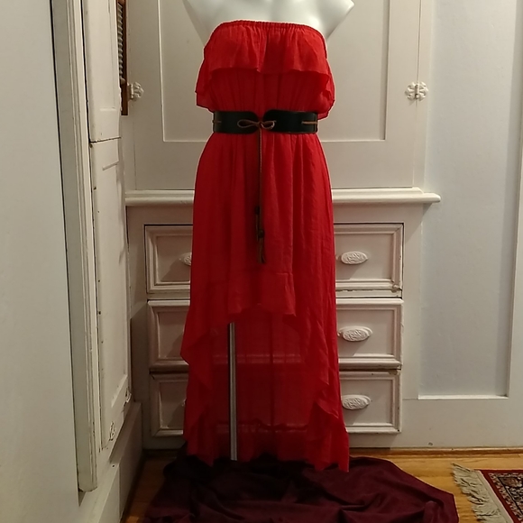 Annabelle orange strapless peasant dress SzM - Picture 1 of 8